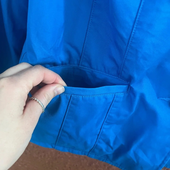 L.L. Bean Jacket Size 18W Blue Button Front Collared V-Neck Cotton Chino Blazer - Picture 5 of 7